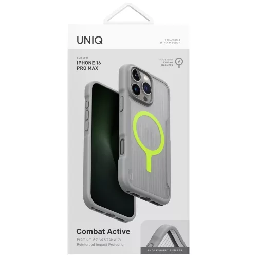 Uniq Combat Active Magclick Apple iPhone 16 Pro Max MagSafe tok, szürke-zöld