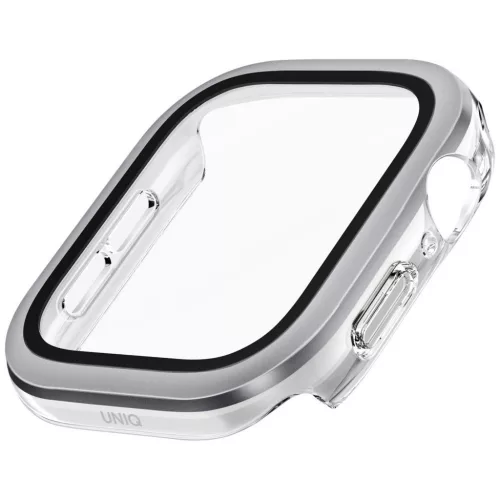 Uniq Voute Apple Watch 11 / Watch 10 42mm műanyag tok, kijelzővédő felülettel, ezüst