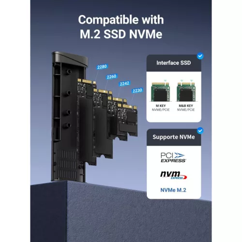Ugreen CM767 SSD külső ház M.2 NVMe, szürke