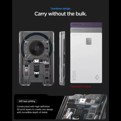 Spigen Ultra Hybrid mágneses kártyatartó, MagSafe, Zero One, átlátszó