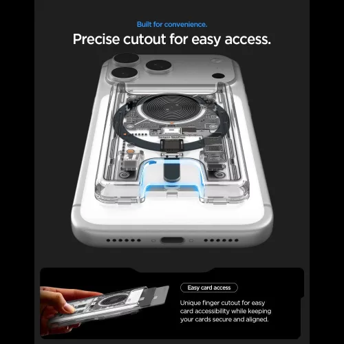 Spigen Ultra Hybrid mágneses kártyatartó, MagSafe, Zero One, átlátszó