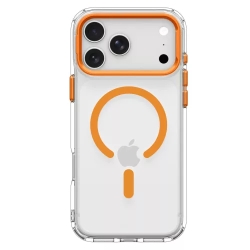 Spigen Ultra Hybrid Optik S Apple iPhone 18 Pro / 17 Pro tok kitámasztóval, MagSafe, Clear Orange, átlátszó-narancs