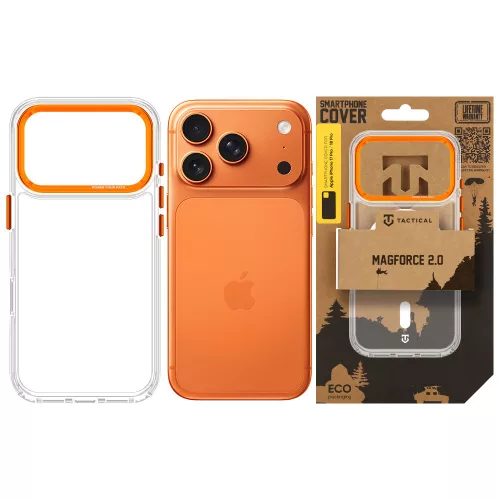 Tactical MagForce 2.0 Cover Apple iPhone 17 Pro/18 Pro MagSafe hátlap tok, átlátszó/naracssárga