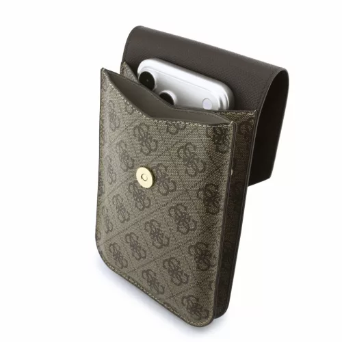 Guess PU Leather+Grained 4G Metal Logo táska / telefon tartó táska, barna