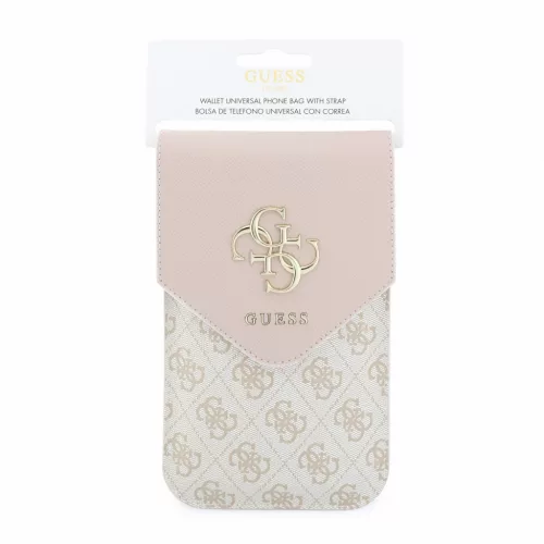 Guess PU Leather+Grained 4G Metal Logo táska / telefon tartó táska, rózsaszín