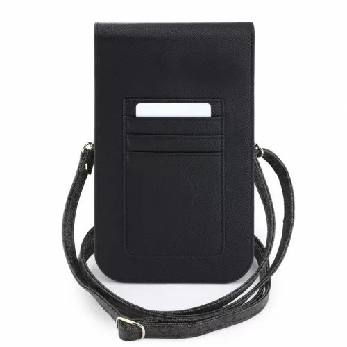 Guess PU Leather+Grained 4G Metal Logo táska / telefon tartó táska, fekete
