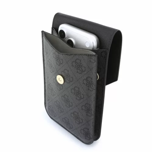 Guess PU Leather+Grained 4G Metal Logo táska / telefon tartó táska, fekete