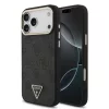 Guess PU Leather 4G Strass Triangle Logo Gold Frame Apple iPhone 18 Pro  / 17 Pro tok, MagSafe,, fekete