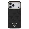 Guess PU Leather 4G Strass Triangle Logo Gold Frame Apple iPhone 18 Pro  / 17 Pro tok, MagSafe,, fekete