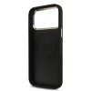 Guess PU Leather 4G Strass Triangle Logo Gold Frame Apple iPhone 18 Pro  / 17 Pro tok, MagSafe,, fekete