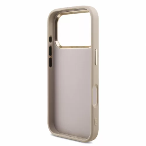 Guess PU 4G Metal Logo Strap Apple iPhone 18 Pro / iPhone 17 Pro hátlap tok karpánttal, rózsaszín