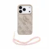 Guess PU 4G Metal Logo Strap Apple iPhone 18 Pro Max hátlap tok karpánttal, rózsaszín