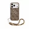 Guess PU 4G Metal Logo Strap Apple iPhone 18 Pro Max hátlap tok karpánttal, barna