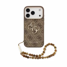   Guess PU 4G Metal Logo Strap Apple iPhone 18 Pro / iPhone 17 Pro hátlap tok karpánttal, barna
