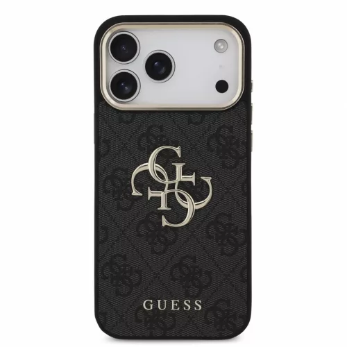 Guess PU 4G Metal Logo Strap Apple iPhone 18 Pro / iPhone 17 Pro hátlap tok karpánttal, fekete