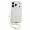 Guess IML Flowers Allover Strap Apple iPhone 18 Pro / iPhone 17 Pro hátlap tok karpánttal, MagSafe, fehér