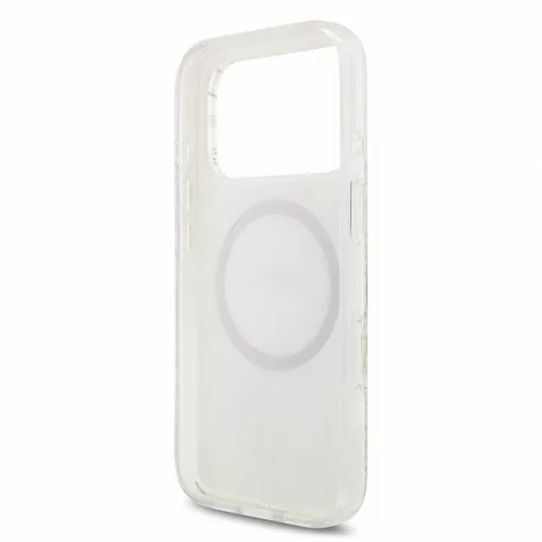 Guess IML Flowers Allover Strap Apple iPhone 18 Pro / iPhone 17 Pro hátlap tok karpánttal, MagSafe, fehér