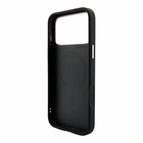 Guess PU Leather 4G Gold Frame Embossed Apple iPhone 18 Pro / iPhone 17 Pro hátlap tok, MagSafe, fekete-arany