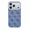 Guess PU Leather 4G Gold Frame Embossed Apple iPhone 18 Pro Max hátlap tok, MagSafe, kék-arany
