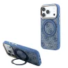 Guess PU 4G Ring Stand Apple iPhone 18 Pro / iPhone 17 Pro hátlap tok kitámasztóval, MagSafe, kék-arany