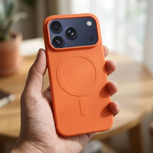 Silicone Mag Apple iPhone 18 Pro / 17 Pro szilikon hátlap tok, MagSafe, narancs