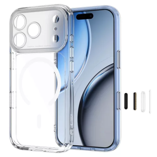 Tech-Protect MagPeak Apple iPhone 18 Pro Max / 17 Pro Max tok, MagSafe, Crystal Clear, átlátszó-fehér