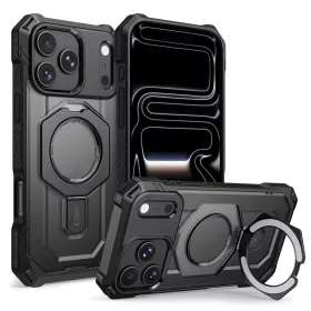   Tech-Protect MagForce Apple iPhone 18 Pro Max / 17 Pro Max tok kitámasztóval, megerősített védelemmel, MagSafe, Matte Black, fekete