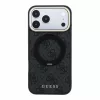 Guess PU 4G Ring Stand Apple iPhone 18 Pro / iPhone 17 Pro hátlap tok kitámasztóval, MagSafe, fekete-arany