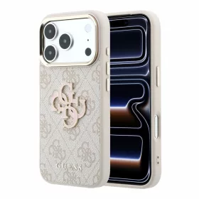  Guess PU 4G Resin Metal Logo Apple iPhone 18 Pro Max hátlap tok, rózsaszín-arany