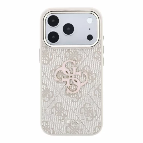 Guess PU 4G Resin Metal Logo Apple iPhone 18 Pro Max hátlap tok, rózsaszín-arany