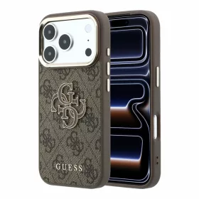   Guess PU 4G Resin Metal Logo Apple iPhone 18 Pro Max hátlap tok, barna-arany