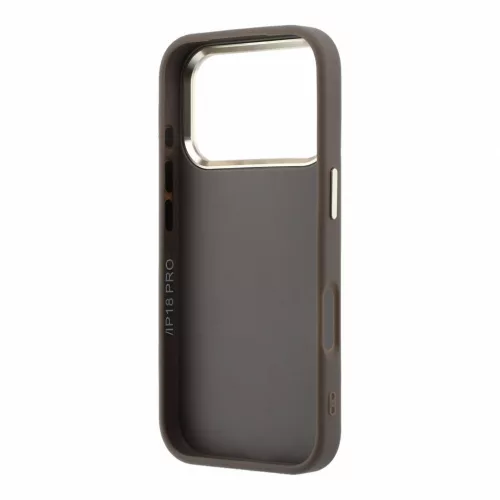 Guess PU 4G Resin Metal Logo Apple iPhone 18 Pro Max hátlap tok, barna-arany