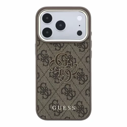 Guess PU 4G Resin Metal Logo Apple iPhone 18 Pro / iPhone 17 Pro hátlap tok, barna-arany