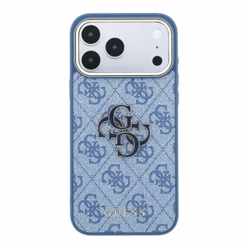 Guess PU 4G Resin Metal Logo Apple iPhone 18 Pro Max hátlap tok, kék-arany