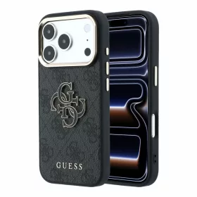   Guess PU 4G Resin Metal Logo Apple iPhone 18 Pro Max hátlap tok, fekete-arany