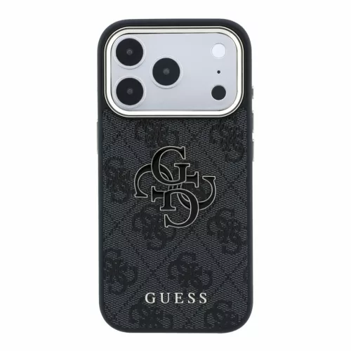 Guess PU 4G Resin Metal Logo Apple iPhone 18 Pro Max hátlap tok, fekete-arany