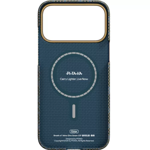 Pitaka Edge Breath of Veins Apple iPhone 18 Pro / 17 Pro hátlap tok, MagSafe, Dive Green, zöld