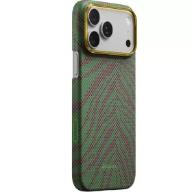   Pitaka Edge Breath of Veins Apple iPhone 18 Pro / 17 Pro hátlap tok, MagSafe, Sprout Surge, zöld