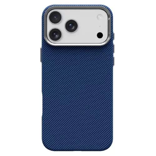 K-look Apple iPhone 18 Pro / 17 Pro tok, MagSafe, aramid minta, kék-ezüst