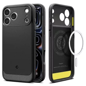   Spigen Rugged Armor MagFit Apple iPhone 18 Pro Max / 17 Pro Max tok, MagSafe, Matte Black, fekete