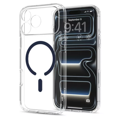 Spigen Ultra Hybrid MagFit Apple iPhone 18 Pro / 17 Pro tok, MagSafe, Clear, kék