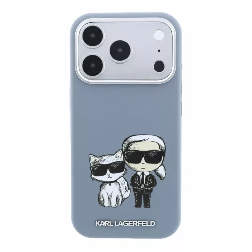 Karl Lagerfeld PU Semi Wrap Smooth Sketch Bodies Apple iPhone 18 Pro Max / 17 Pro Max tok, MagSafe, kék-ezüst