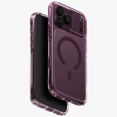 Uniq Lifepro Xtreme Magclick Apple iPhone 18 Pro / 17 Pro tok párnázott sarkakkal, MagSafe, átlátszó-lila