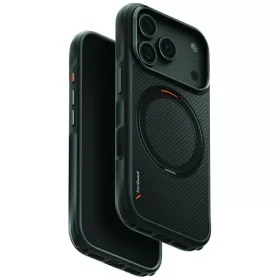  Uniq Keva Mov Magclick Apple iPhone 18 Pro / 17 Pro tok gyűrűs kitámasztóval, Magsafe, kevlár, fekete