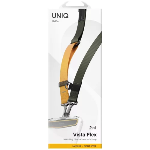 Uniq Vista Flex 2in1 univerzális pánt, nyak / csukló pánt, telefontartó, zöld-sárga