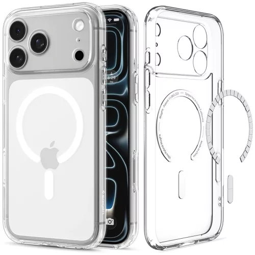Spigen Ultra Hybrid MagFit Apple iPhone 18 Pro / 17 Pro tok, MagSafe, Clear, átlátszó-fehér