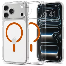   Spigen Ultra Hybrid MagFit Apple iPhone 18 Pro Max / 17 Pro Max tok, MagSafe, Clear, átlátszó-narancssárga