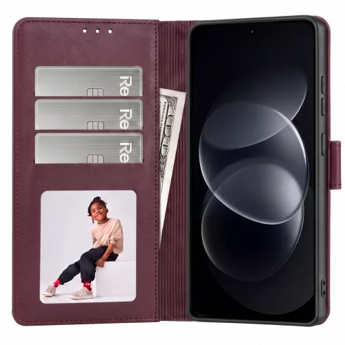 Tech-Protect Wallet Xiaomi Redmi Note 17 Pro flip / kinyitható tok, bordó