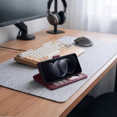 Tech-Protect Wallet Xiaomi Redmi Note 17 Pro flip / kinyitható tok, bordó