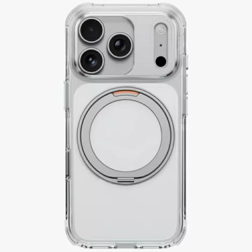 Uniq Swivix Apple iPhone 18 Pro / 17 Pro tok gyűrűs telefontartóval, MagSafe, 360 fokban forgatható, átlátszó